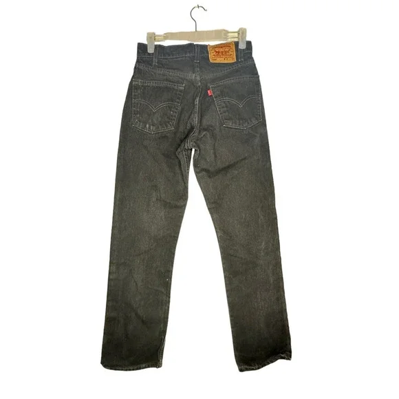 Vtg Levis 505 Mens Jeans 27x29 Straight Black 2000 Red Tab Made in USA Tag 29x30 - Picture 2 of 13